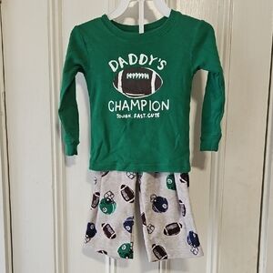 Carter's Green "Daddy's Champion" Football Pajama Set 24M